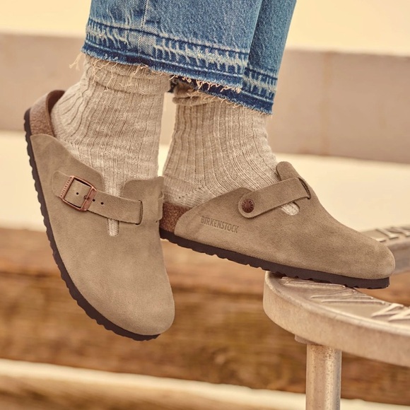 Birkenstock Shoes - Birkenstocks Suede Slip-On Clogs with Buckle